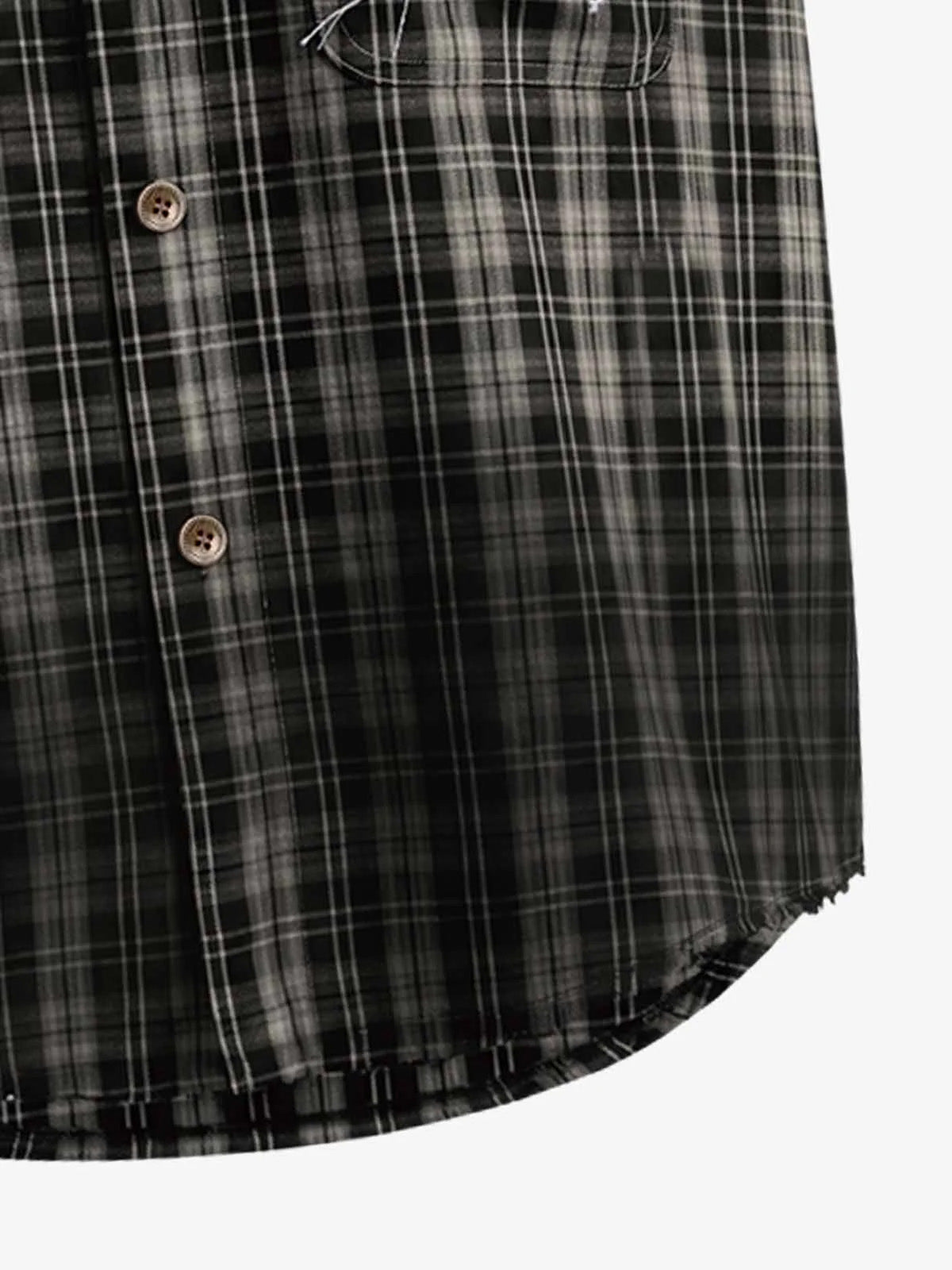 Vintage Punk Distressed Plaid Sleeveless Shirt - 2629