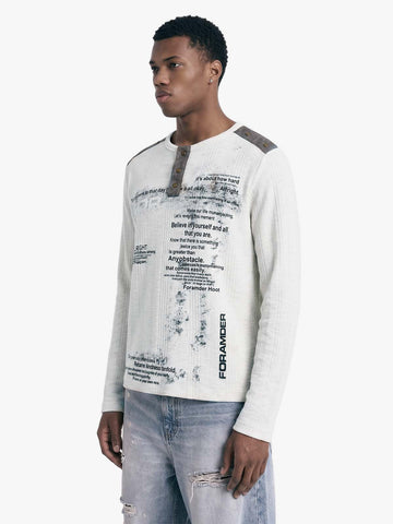 Vintage Graphic Henley Long Sleeve T-Shirt 