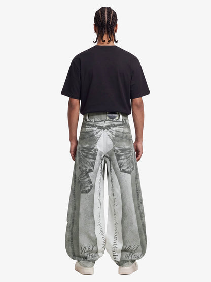Vintage Illusion Graphic Ultra-Baggy Jeans 