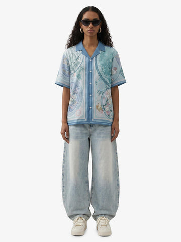 Porcelain Floral Cuban Collar Shirt 