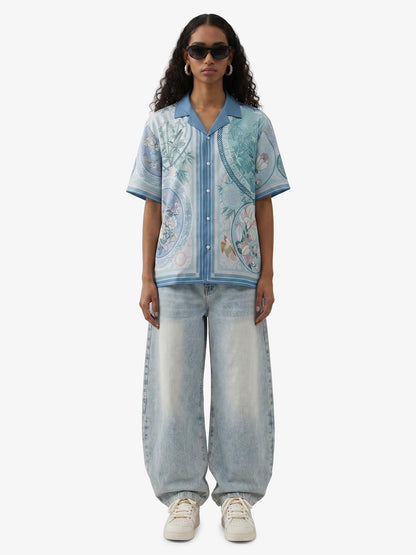 Porcelain Floral Cuban Collar Shirt 