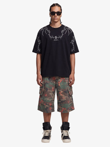 Vintage Floral Camo Multi-Pocket Cargo Shorts 