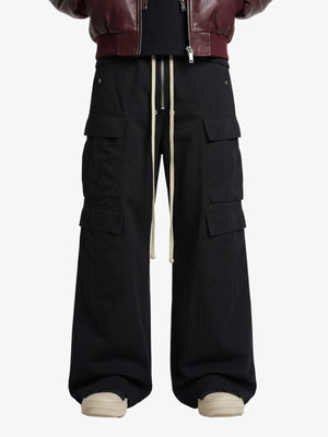 Woven Multi-Pocket Baggy Flared Pants - 2321 