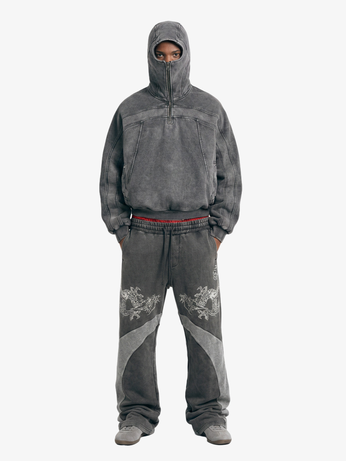 Fleece Retro Zipper Eye-Hood Design Hooded Jacket - 2489 