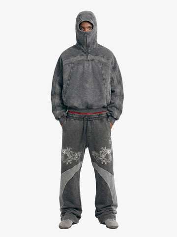 Fleece Retro Zipper Eye-Hood Design Hooded Jacket - 2489 