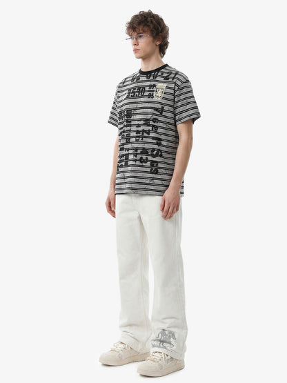 Grunge Striped Distressed Graphic T-Shirt