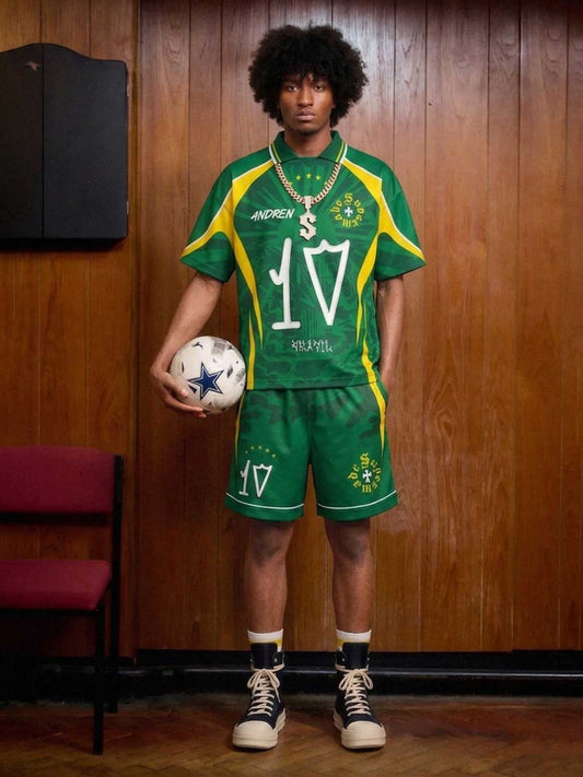 Classic Brazil "Savior" Color-Block Custom Jersey Set - 2622