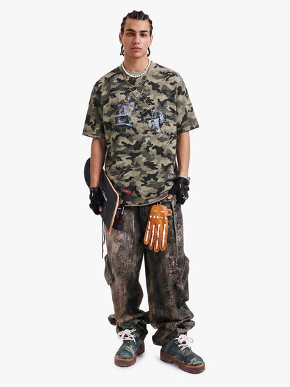 Camo Photo Collage Graphic T Shirt
