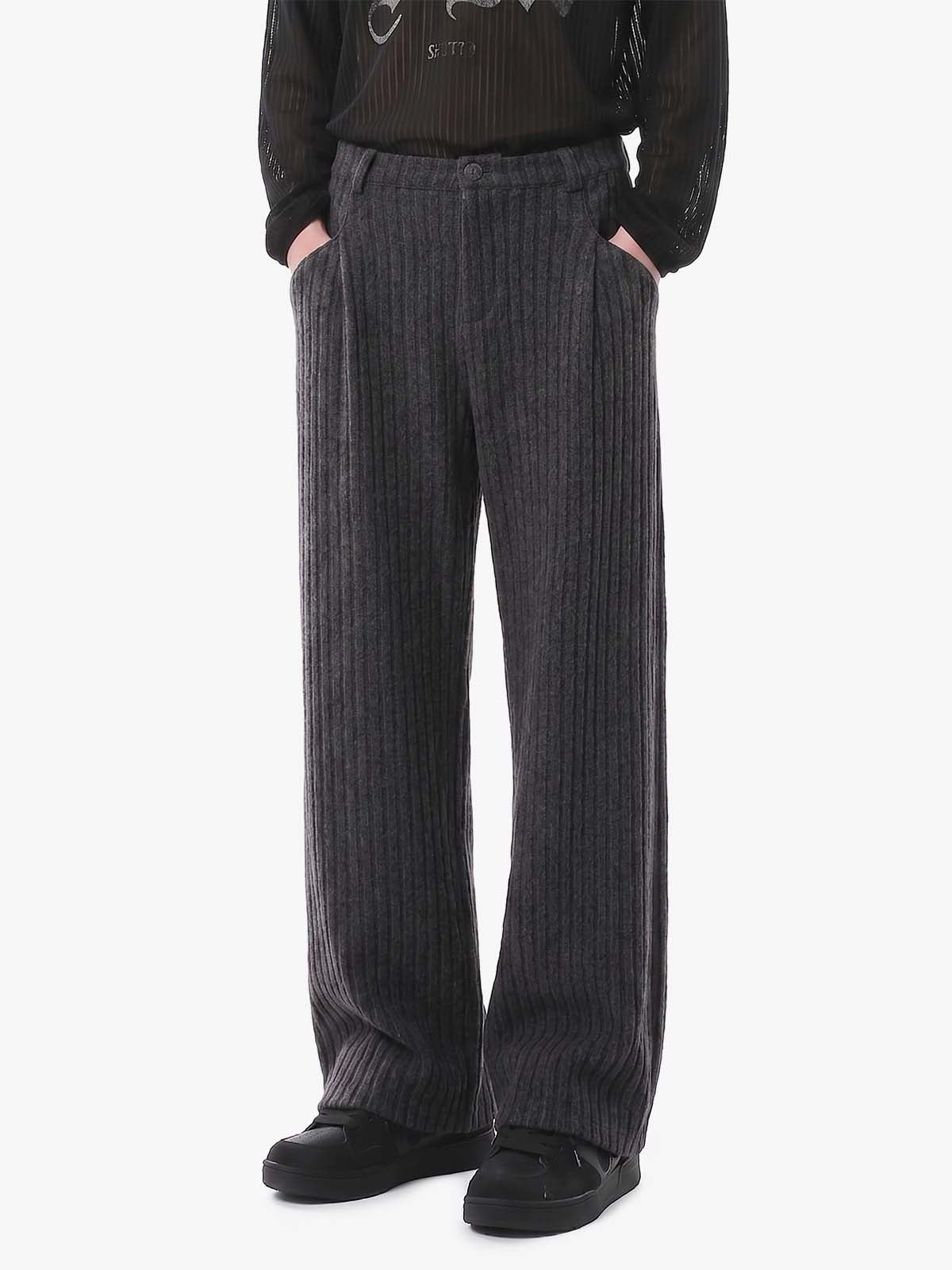 Retro Wool Blend Pleated Baggy Trousers