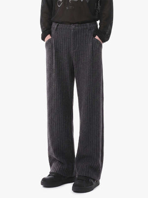 Retro Wool Blend Pleated Baggy Trousers
