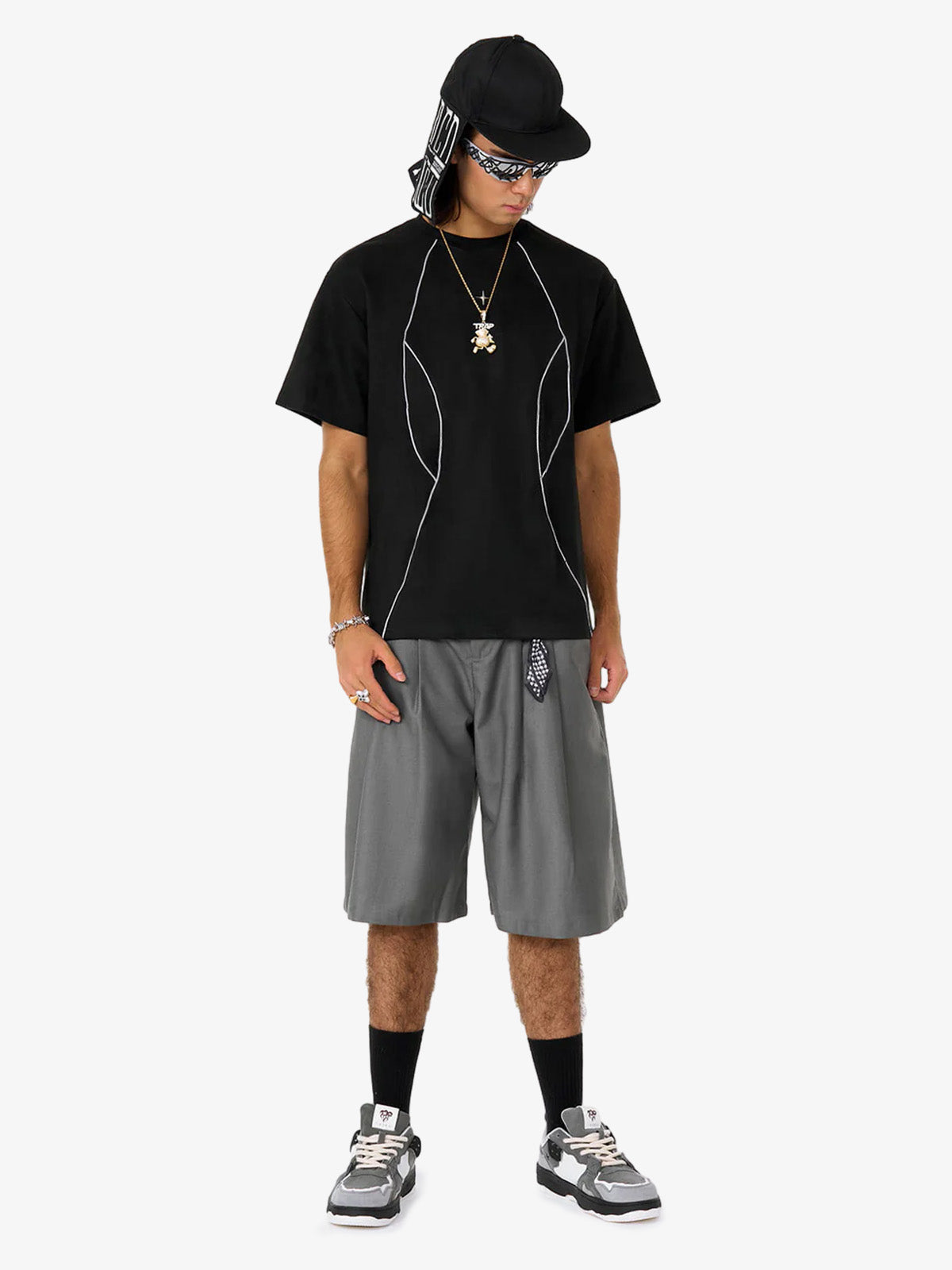 Functional Deconstructed Split Short-Sleeved T-Shirt - 2437