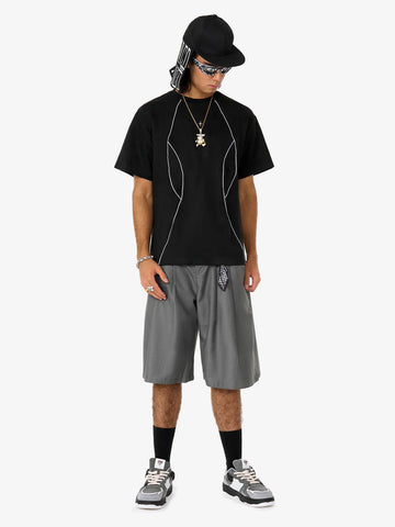 Functional Deconstructed Split Short-Sleeved T-Shirt - 2437