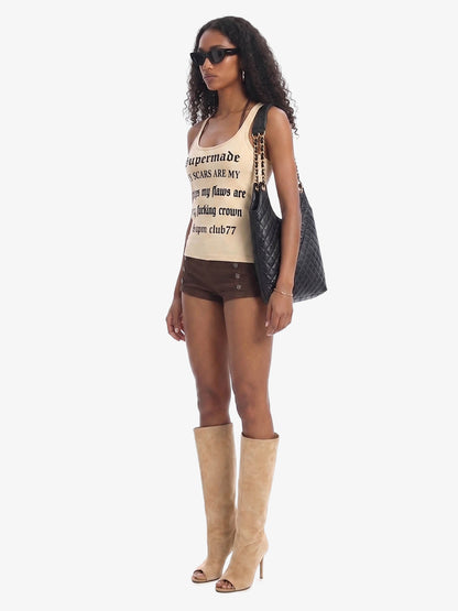 Graphic Text Racerback Slim Fit Tank Top 