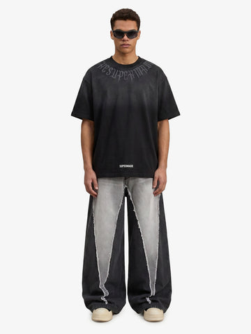 Retro Gradient Letter Printed Washed Oversize T-shirt