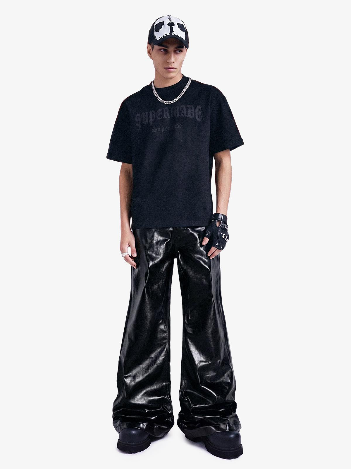 Thesupermade Glossy Patent Leather Flare Pants - 2396