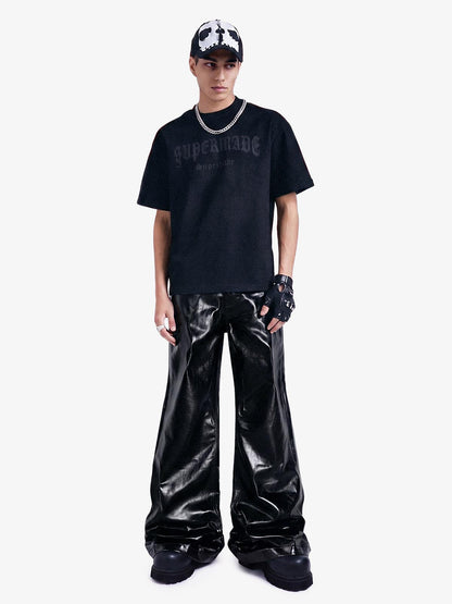 Thesupermade Glossy Patent Leather Flare Pants - 2396