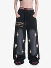 Spray Paint Star Print Distressed Sweatpants