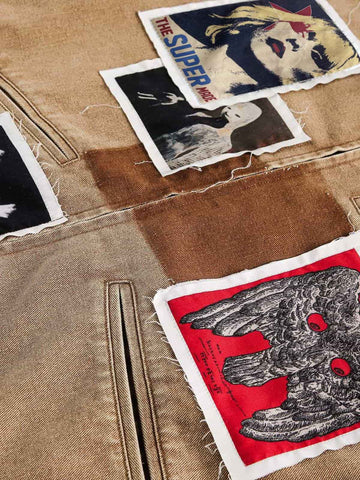 Punk Retro Collage Print Distressed Heavy Jacket - 2539 