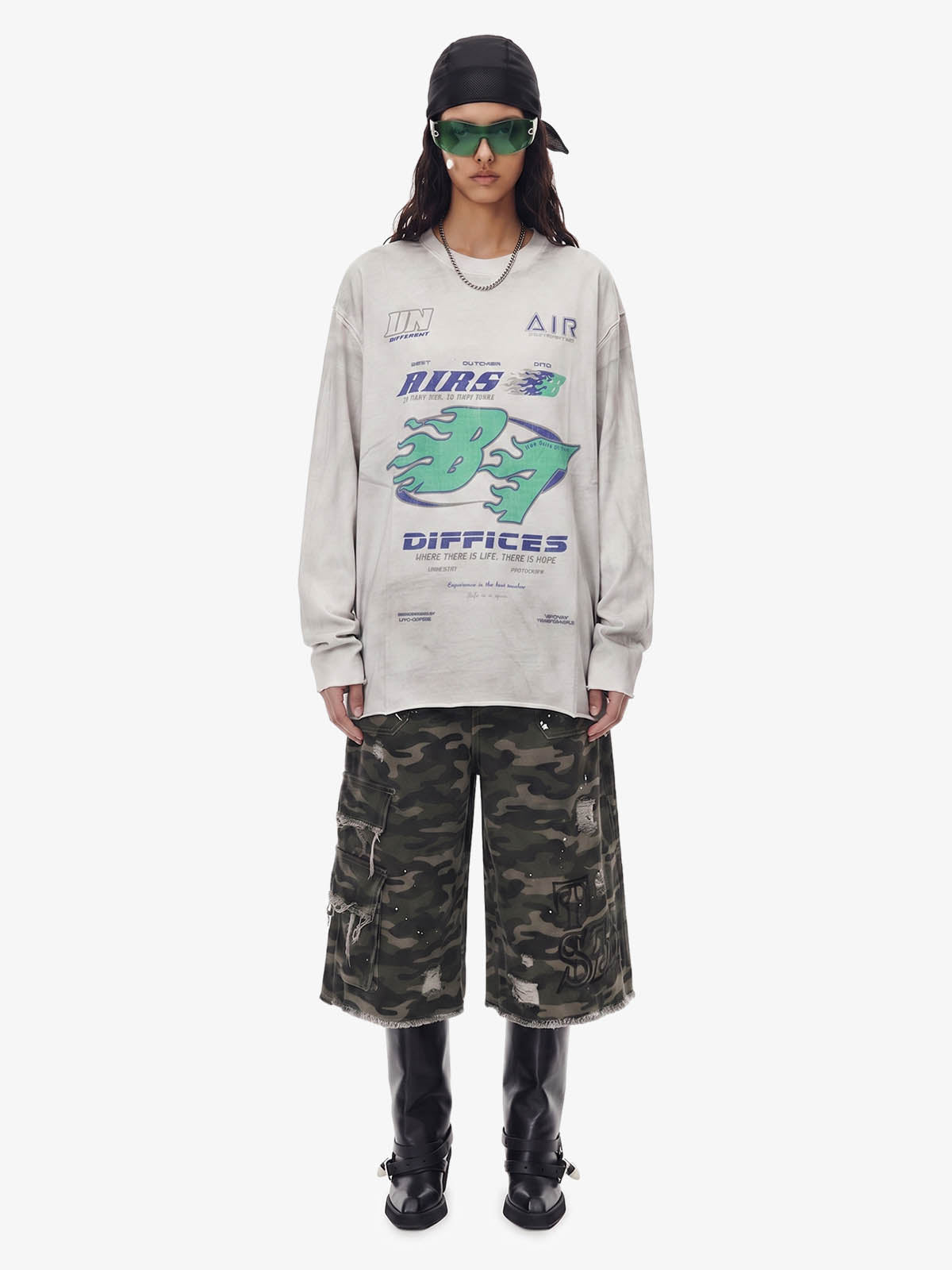 Thesupermade Washed Edge Long Sleeve T-Shirt