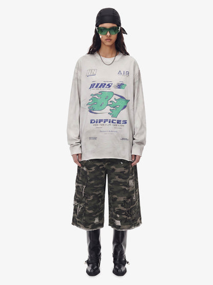 Thesupermade Washed Edge Long Sleeve T-Shirt