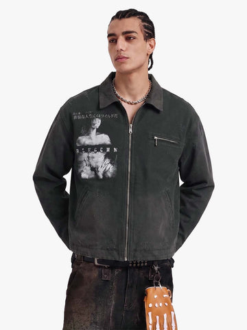 Vintage Washed Character Graphic Jacket