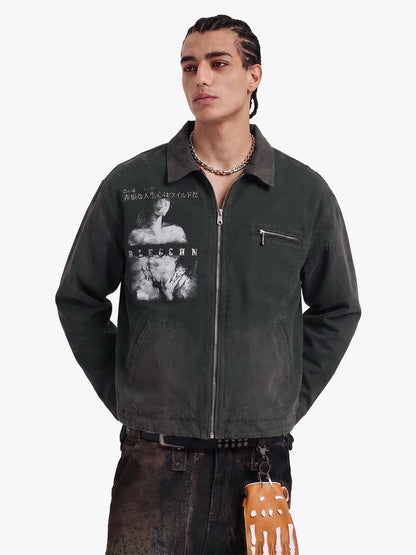 Vintage Washed Character Graphic Jacket