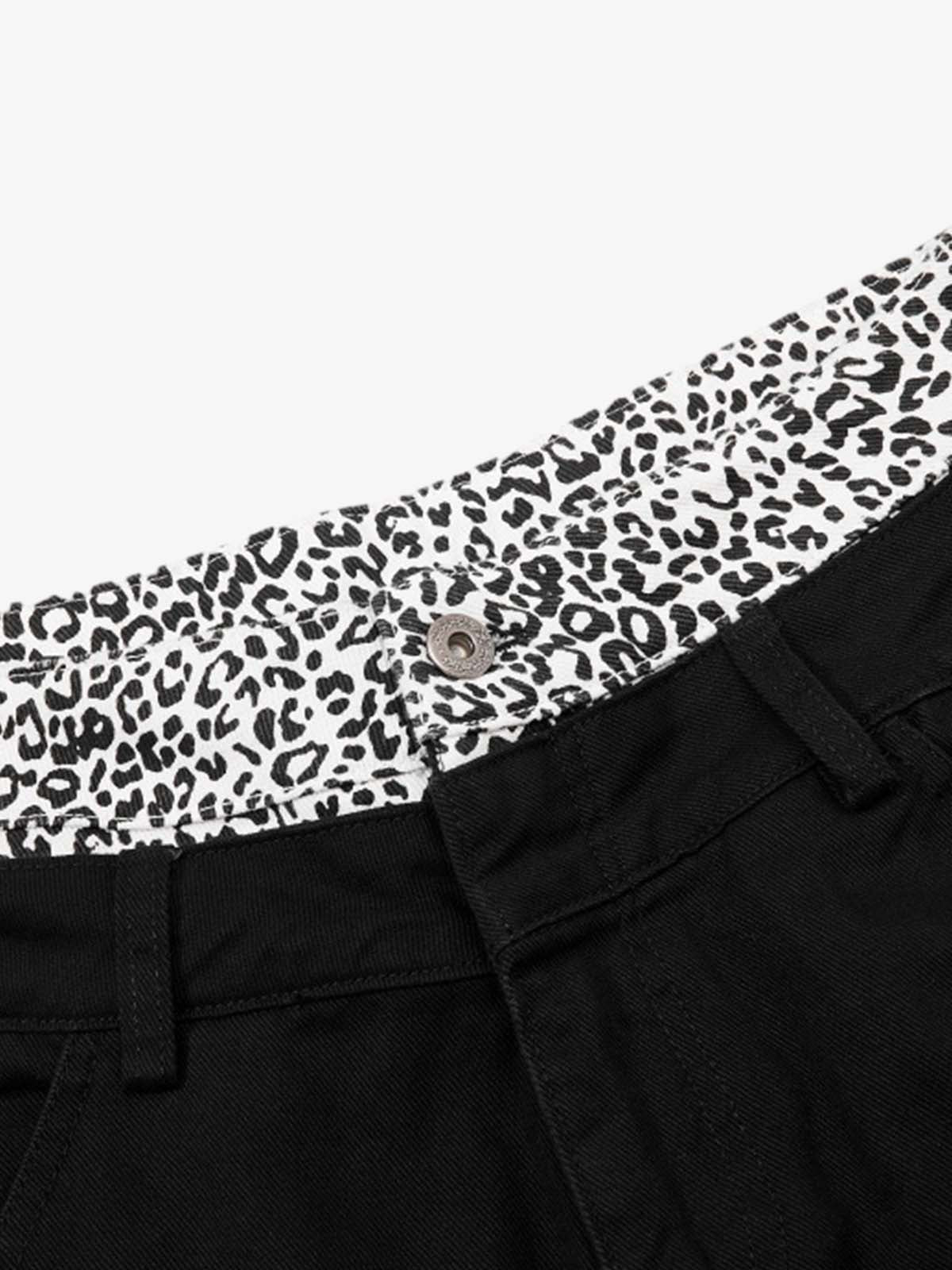 Leopard Waistband Cross Patch Cargo Pants