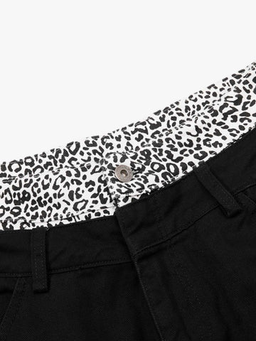 Leopard Waistband Cross Patch Cargo Pants