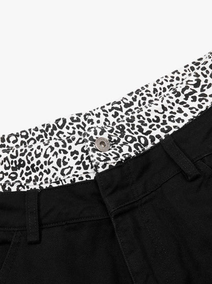 Leopard Waistband Cross Patch Cargo Pants