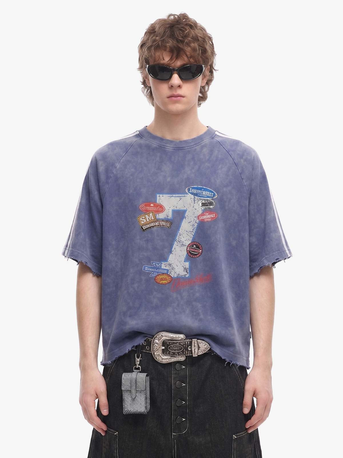 Vintage Washed Number 7 Badge Graphic T-Shirt