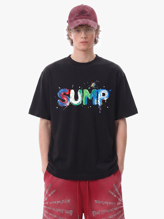 Graffiti Paint Drip Letter Print Oversized T-Shirt