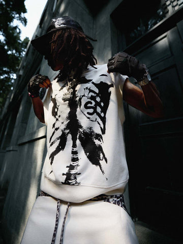Skeleton Graphic Sleeveless Top and Pants Set - 2628