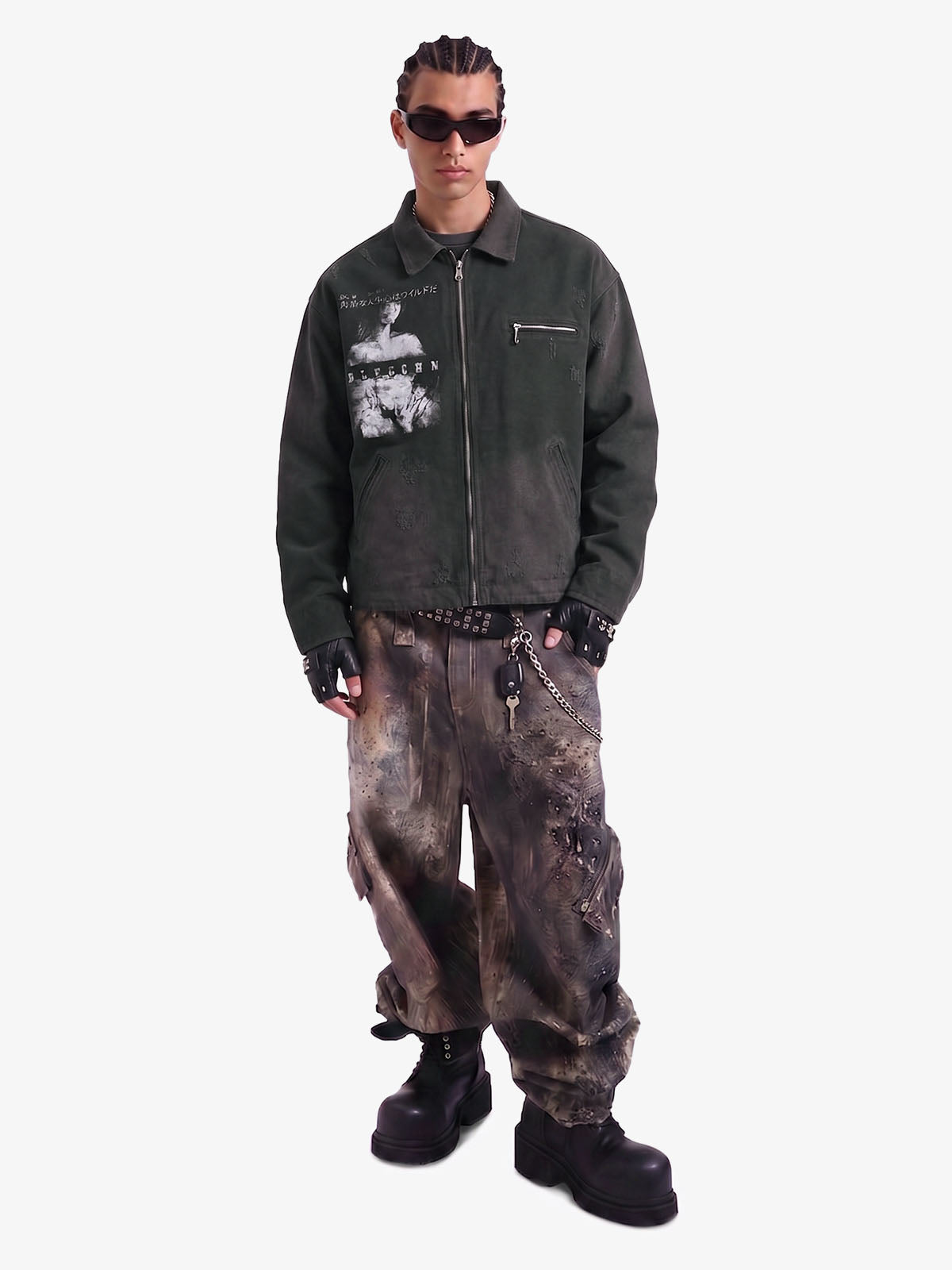 Vintage Washed Character Graphic Jacket