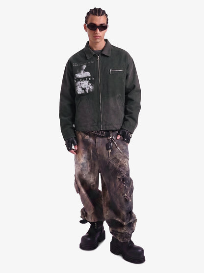 Vintage Washed Character Graphic Jacket