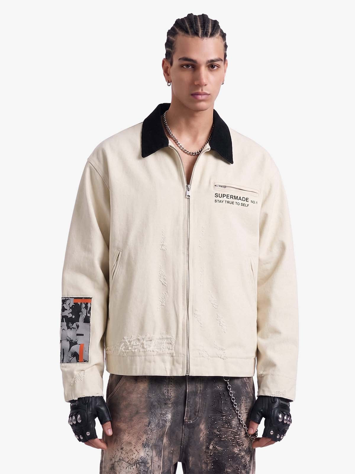 Street Washed Distressed Detroit Jacket
