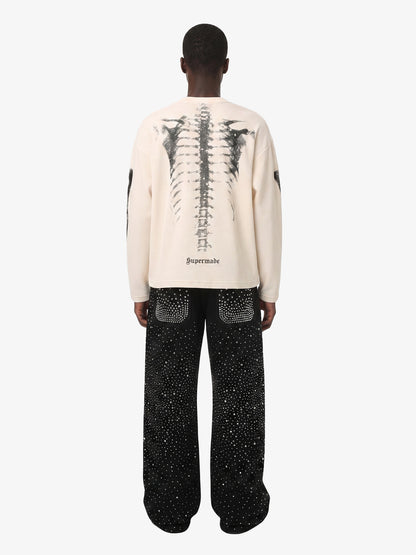 Skeleton Graphic Waffle Sweatshirt - 2495