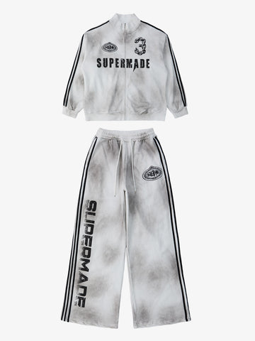 Supermade Vintage Distressed NO.3 Stand Collar Tracksuit - 2591 
