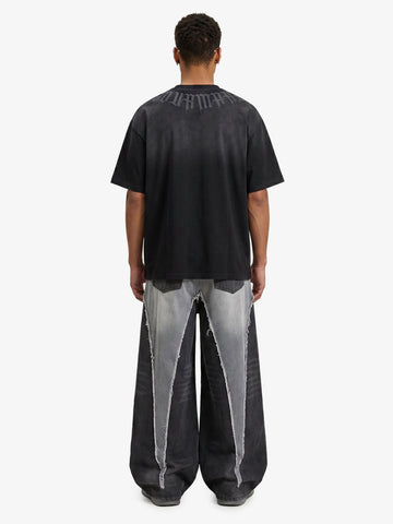 Retro Gradient Letter Printed Washed Oversize T-shirt