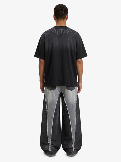 Retro Gradient Letter Printed Washed Oversize T-shirt