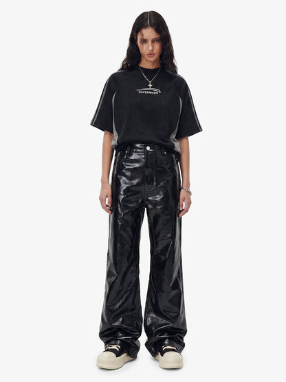 Thesupermade Glossy Patent Leather Flare Pants - 2396