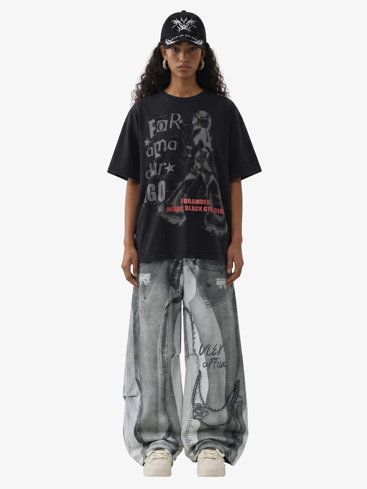 Vintage Illusion Graphic Ultra-Baggy Jeans 