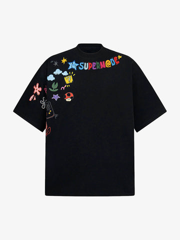 Colorful Fun Pattern Crew Neck T-Shirt 