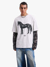 Layered Leopard Horse Graphic Long Sleeve T-Shirt