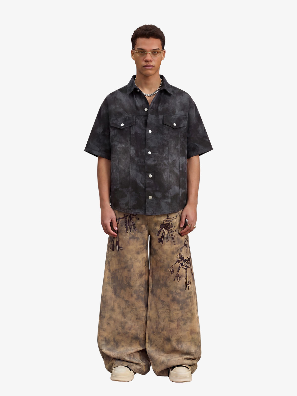 Supermade Signature Tie-Dye Acid Wash Pleated Shirt 