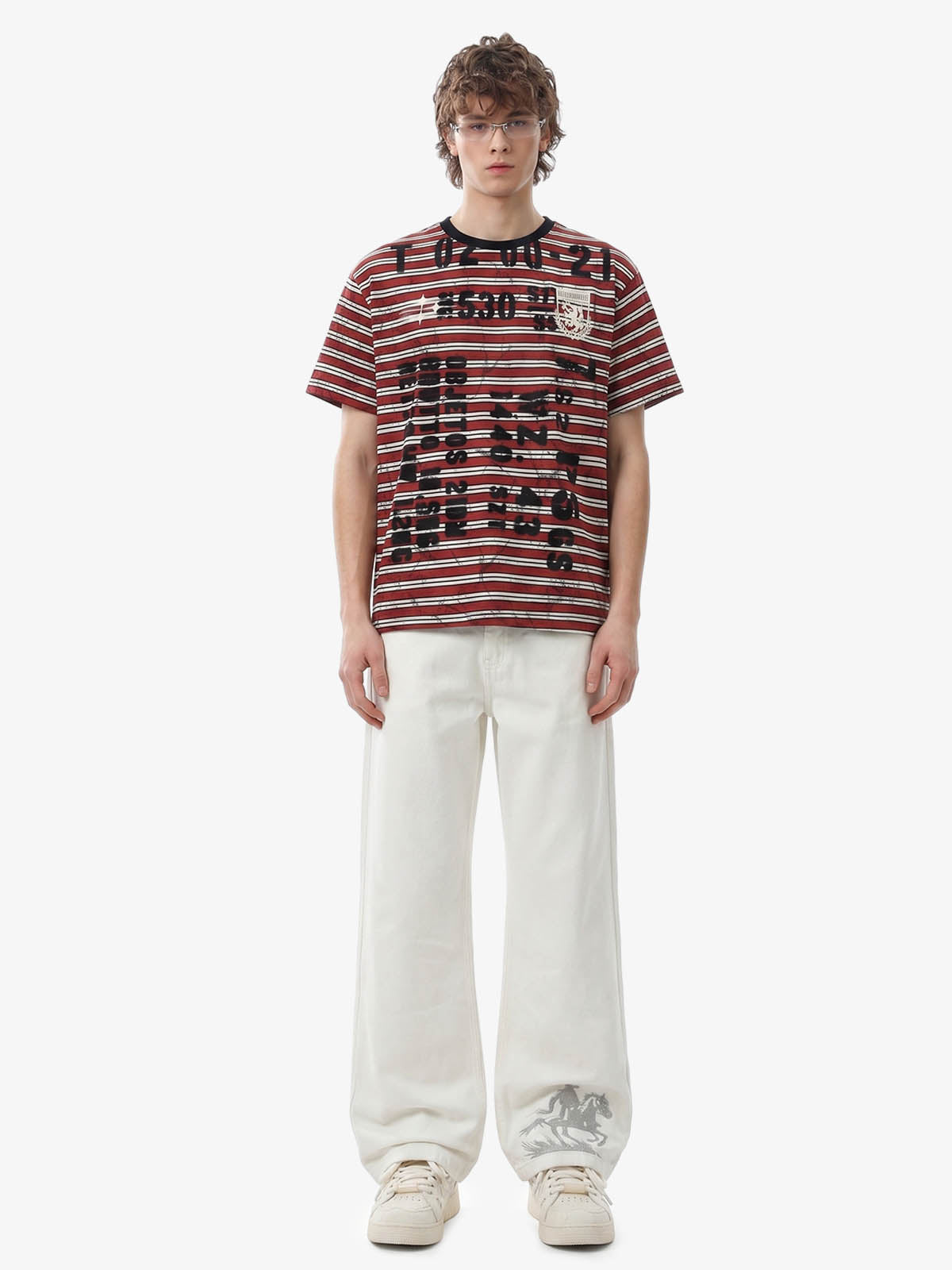 Grunge Striped Distressed Graphic T-Shirt