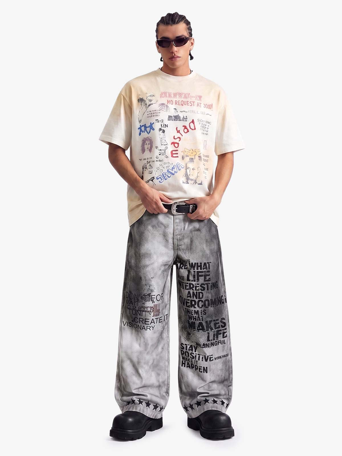 Graffiti Collage Mixed Graphic T-Shirt