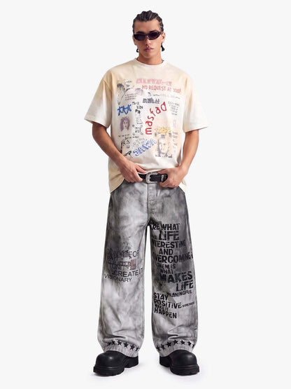 Graffiti Collage Mixed Graphic T-Shirt