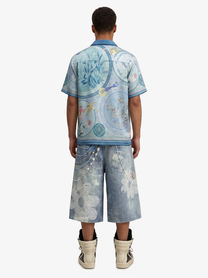 Porcelain Floral Cuban Collar Shirt 
