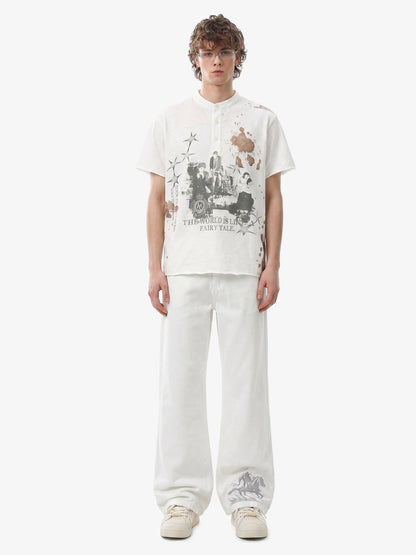 Fairy Tale Grunge Band Collar Henley T-Shirt