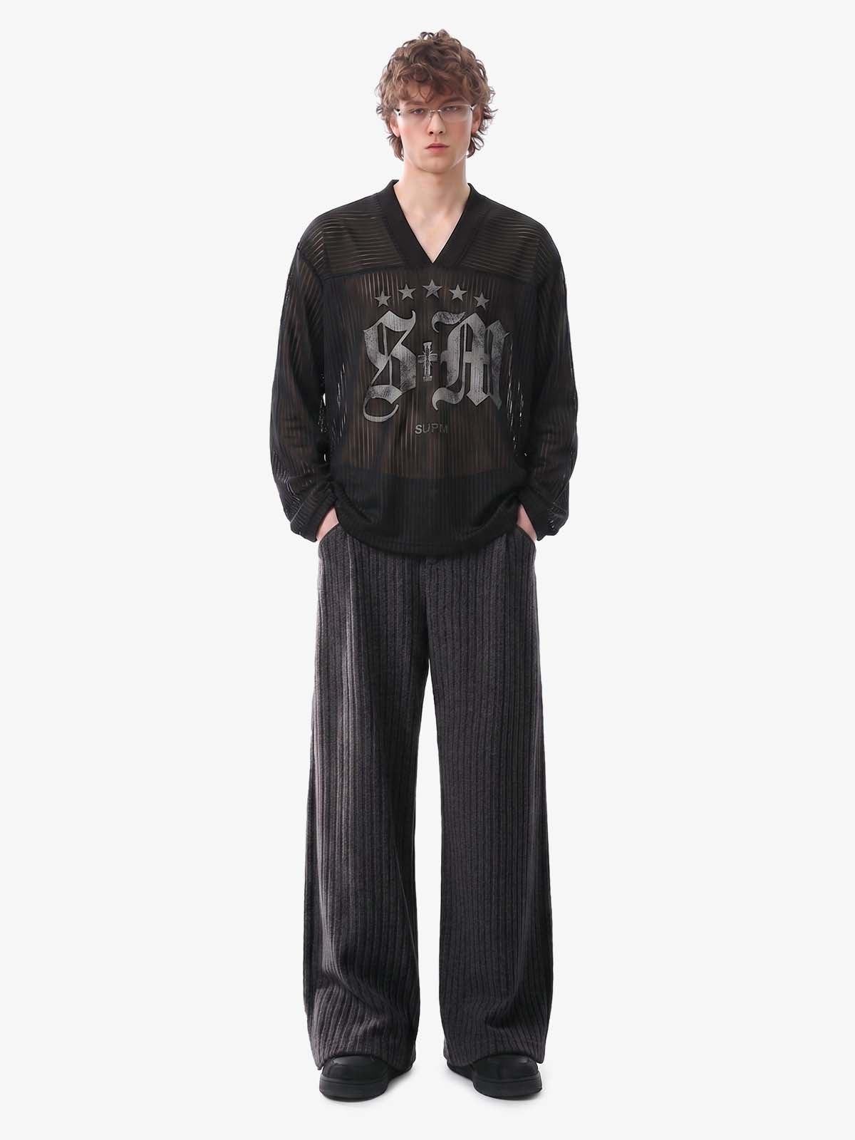 Retro Wool Blend Pleated Baggy Trousers